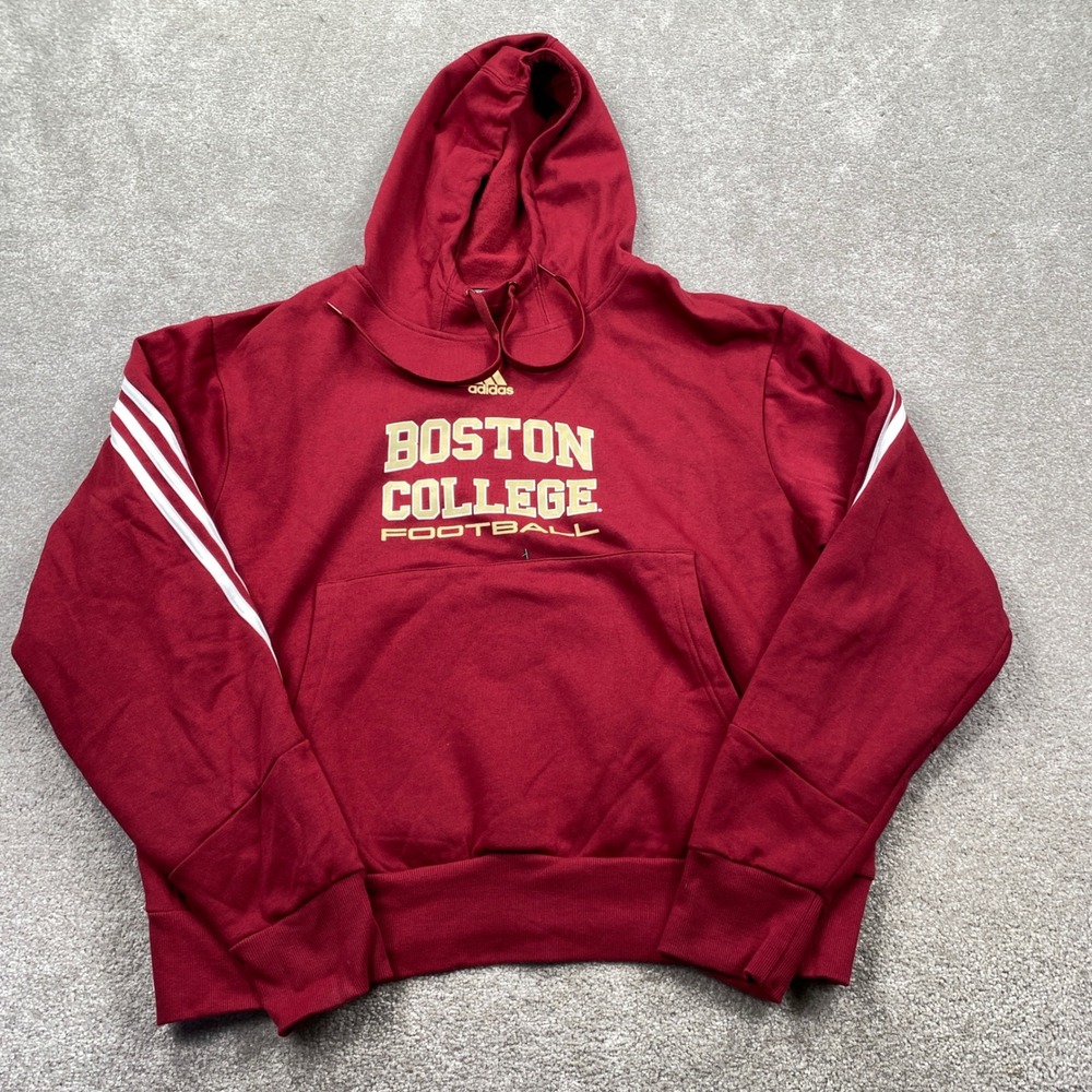 Adidas Boston College Football Hoodie Mens Large Maroon 3-Stripe Pullover